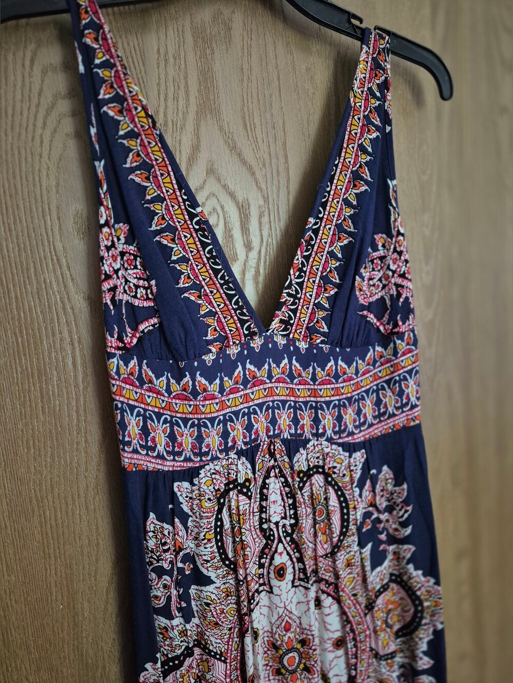 Angie Navy Blue Paisley Medallion Maxi Boho Rayon Dress Small - Picture 4 of 9